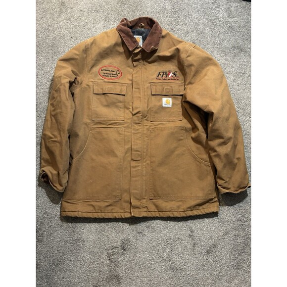 Carhartt Duck Trucker Jacket Blanket Lined Made In USA Union Labor Vintage Chore - Picture 1 of 11